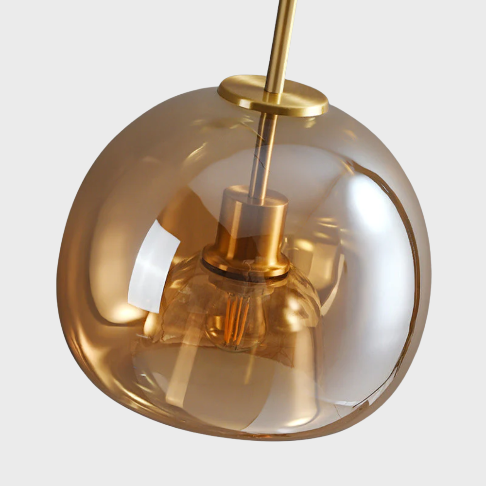 Moderne Pendelleuchte aus Glas in Kupfer-Optik