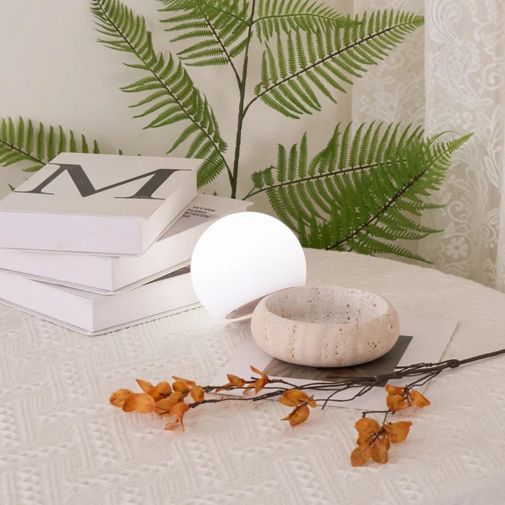 Travertin Kugel Tischlampe