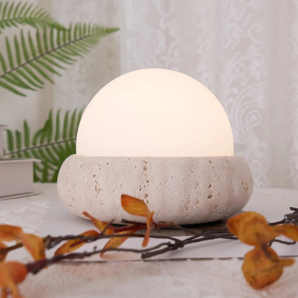 Travertin Kugel Tischlampe