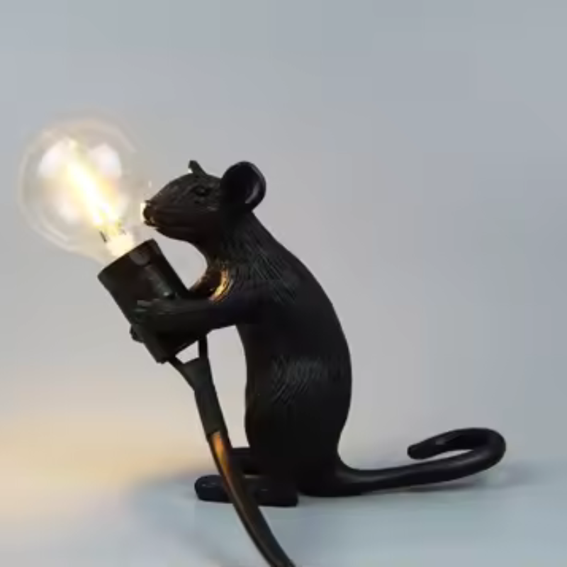 Dekorative Kunstharz Maus Bett Tischlampe