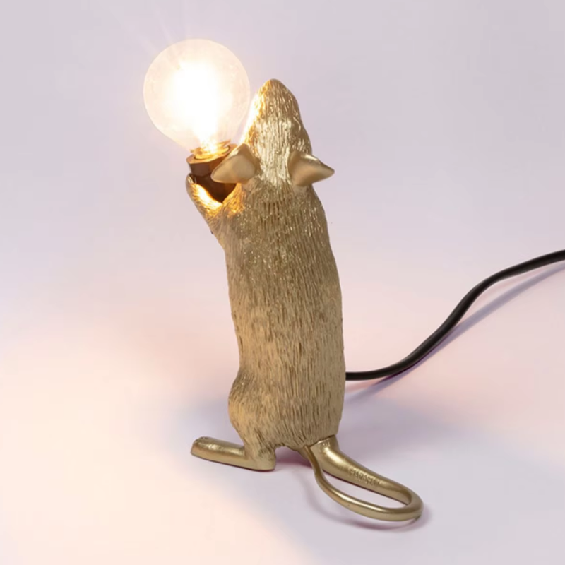 Dekorative Kunstharz Maus Bett Tischlampe