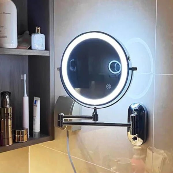 Beleuchteter LED Kosmetikspiegel Wand mit Schwenkarm Angle