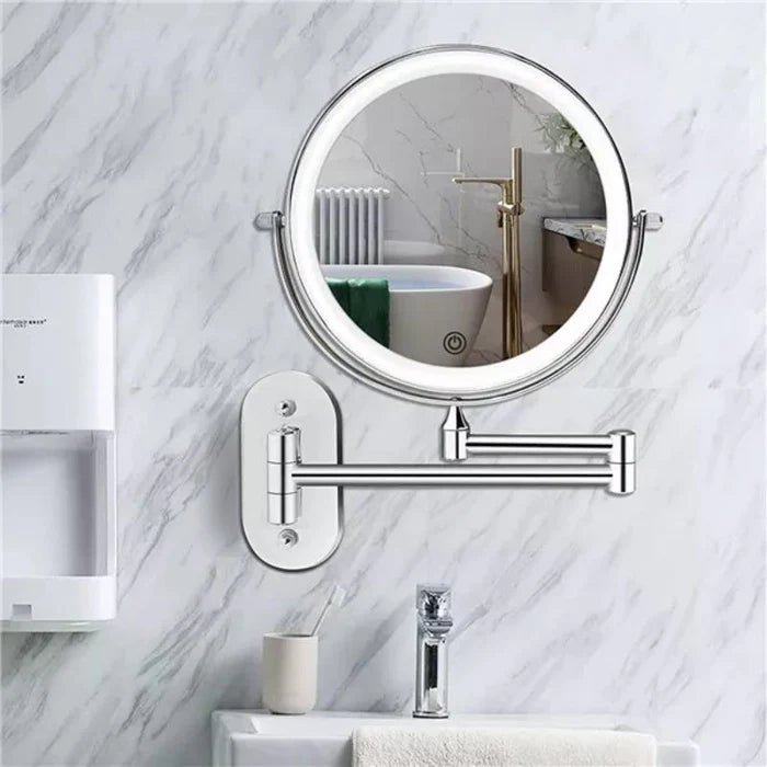 Beleuchteter LED Kosmetikspiegel Wand mit Schwenkarm Hero