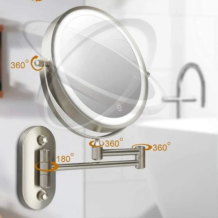 Beleuchteter LED Kosmetikspiegel Wand mit Schwenkarm View 13