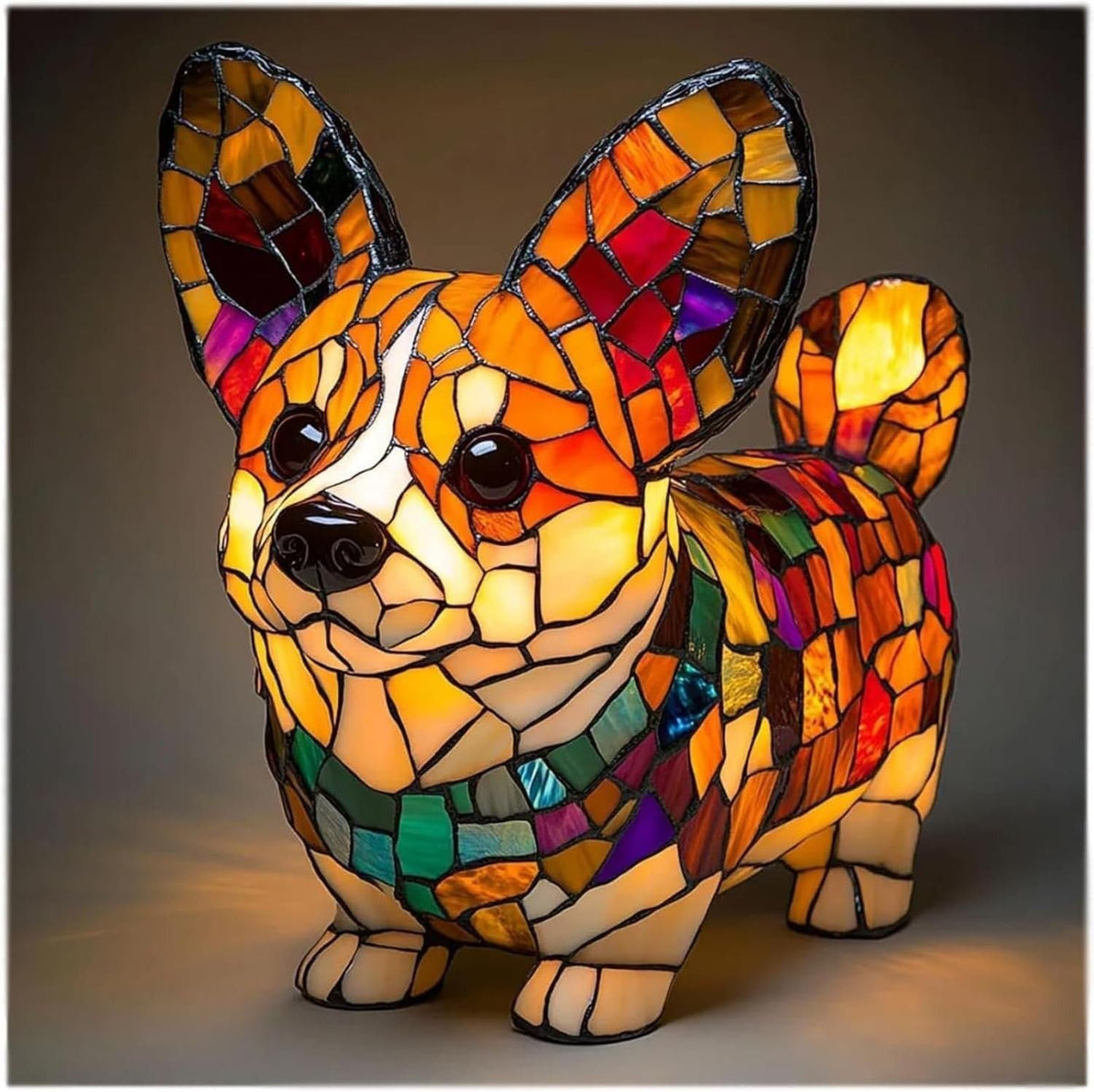 Buntglas Hund Tischlampe LED Nachtlicht Alternate