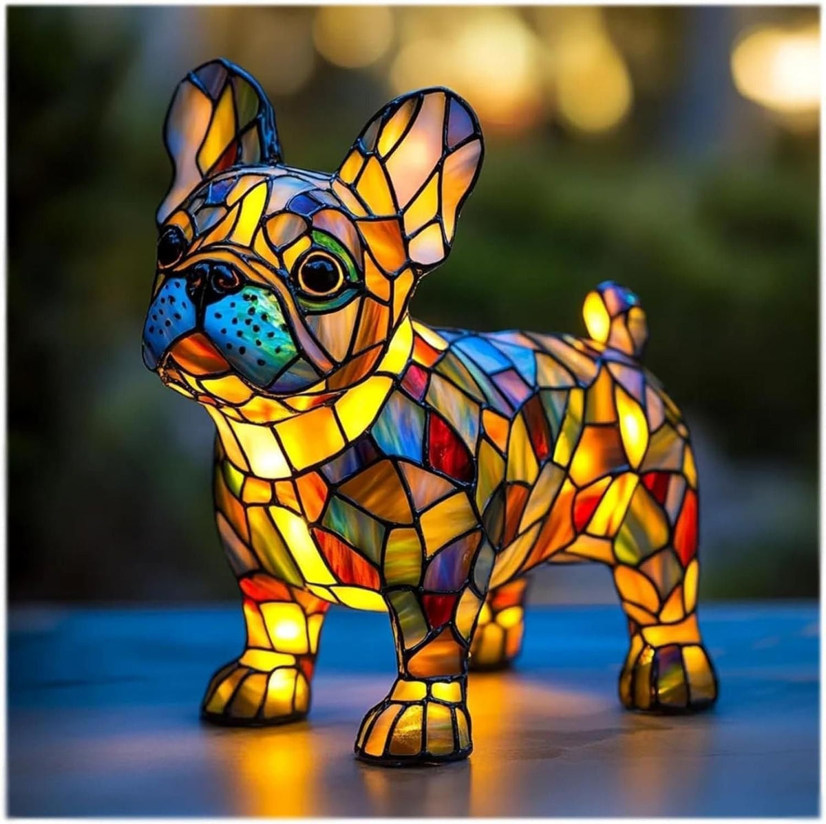 Buntglas Hund Tischlampe LED Nachtlicht Angle