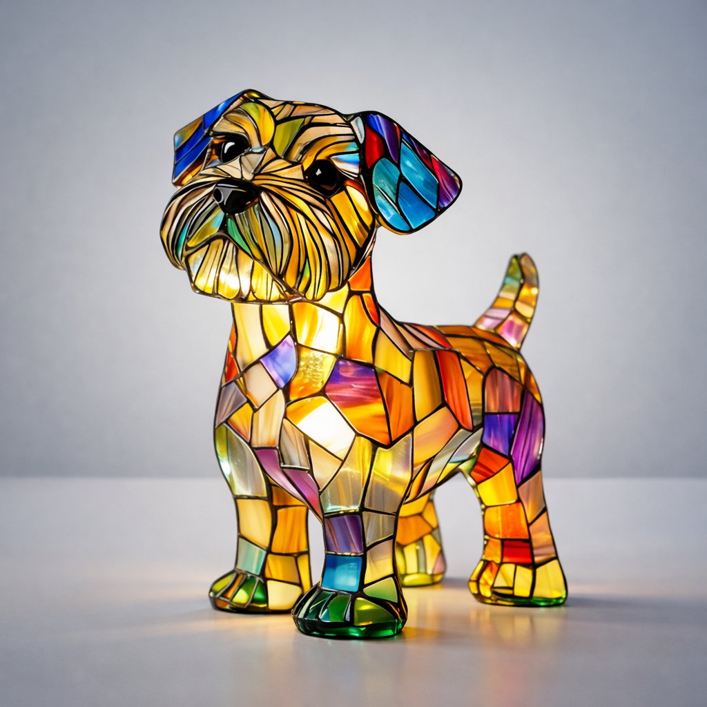 Buntglas Hund Tischlampe LED Nachtlicht Lifestyle