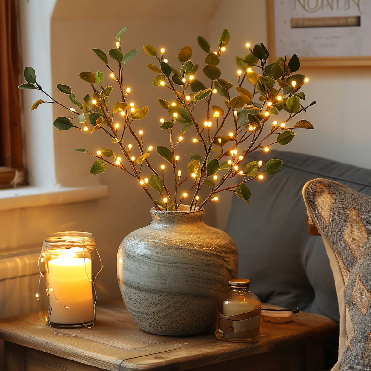 Dekorative LED Zweige mit Blättern für die Vase Back