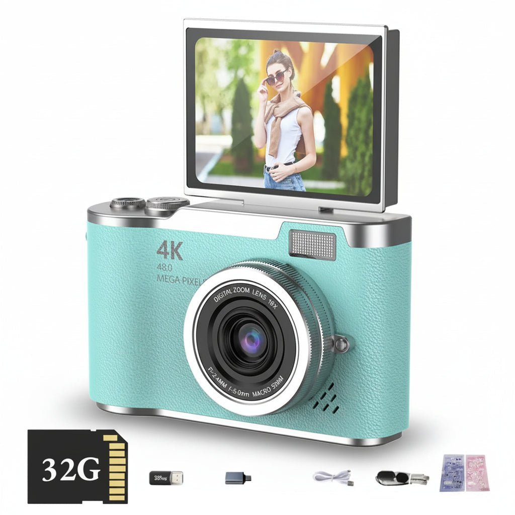 Digitalkamera 4K 48MP mit Klappbildschirm und 8X Zoom Detail