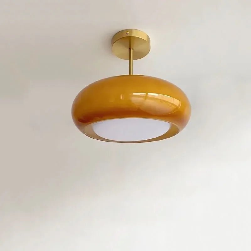 Elegante Vintage Glas Pendelleuchte mit Kuppelschirm Angle