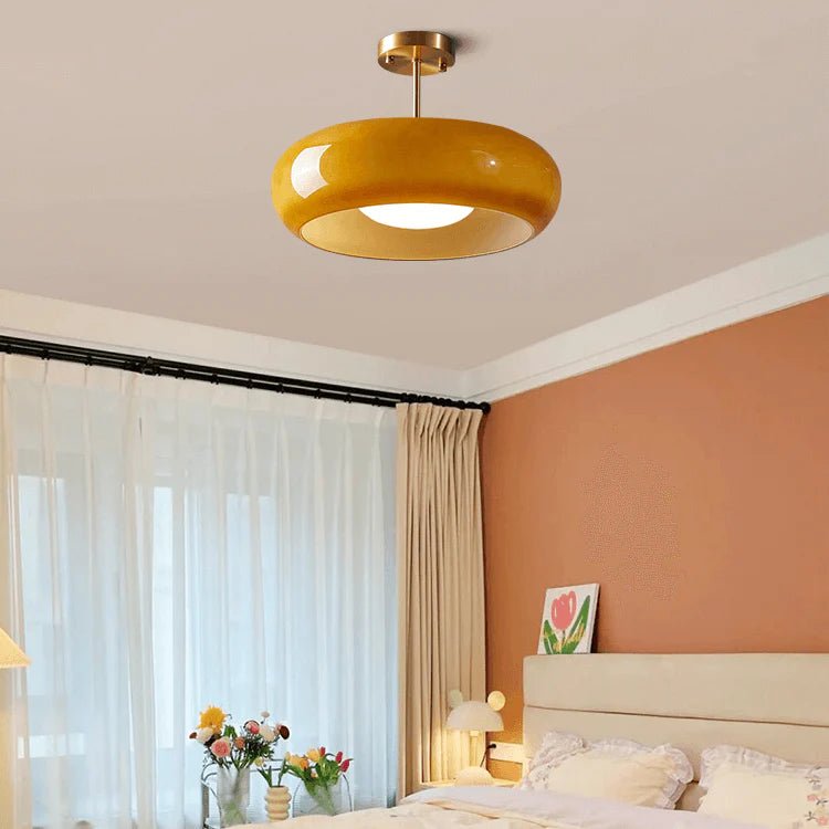 Elegante Vintage Glas Pendelleuchte mit Kuppelschirm Lifestyle
