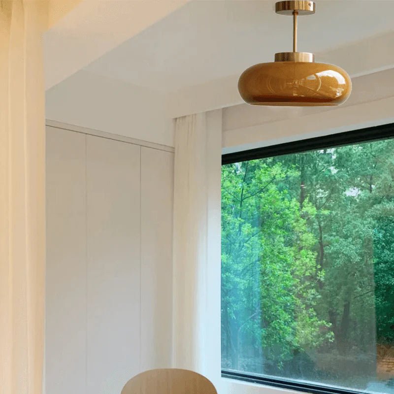 Elegante Vintage Glas Pendelleuchte mit Kuppelschirm View 12