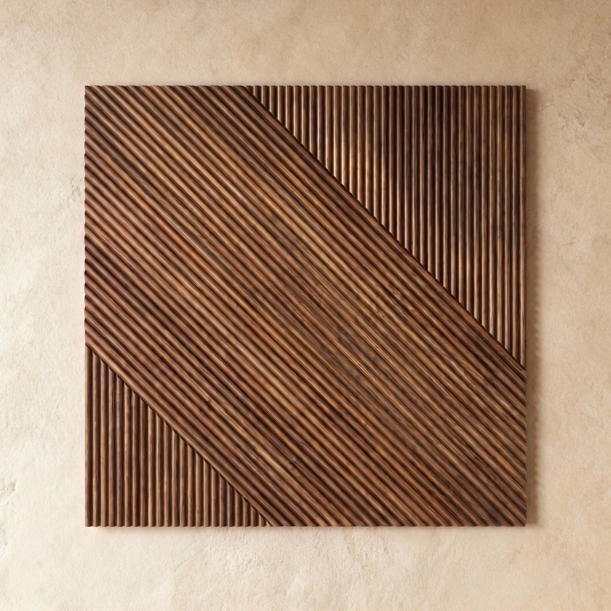 Geometrisches Holz Wandpaneel mit Rillenstruktur Front