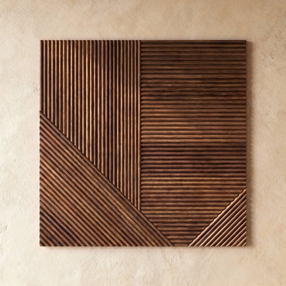 Geometrisches Holz Wandpaneel mit Rillenstruktur Side