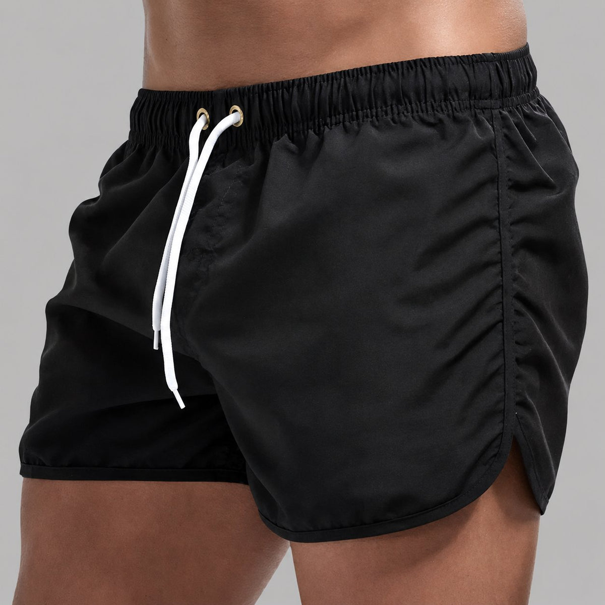 Herren Badehose Badeshorts Schnelltrocknend mit Schlitzsaum Front