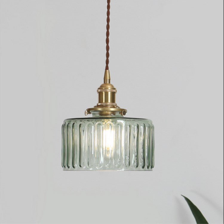 Japanische Messing Glas Pendelleuchte Rund Angle