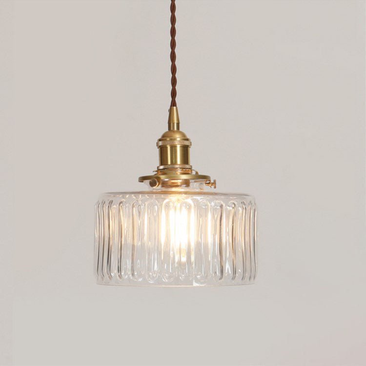 Japanische Messing Glas Pendelleuchte Rund Detail
