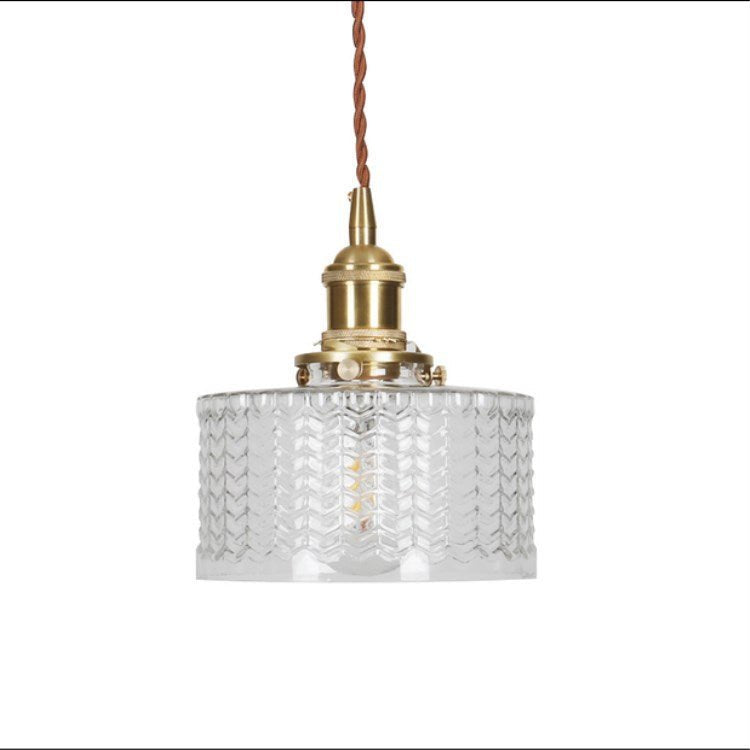 Japanische Messing Glas Pendelleuchte Rund Full