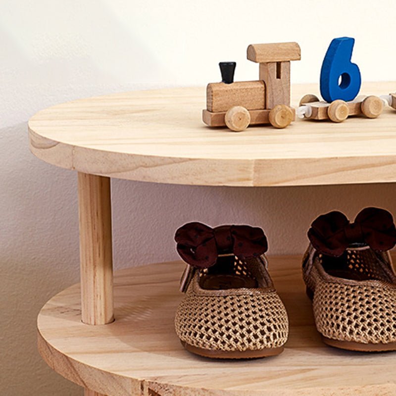 Japanisches Kinder Schuhregal aus Holz Zweilagig Close Up