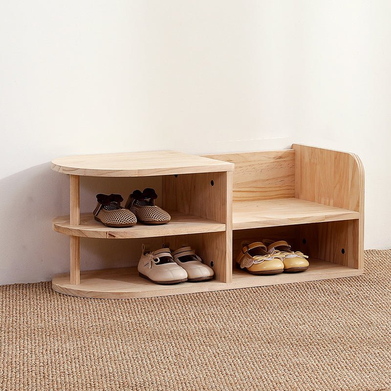 Japanisches Kinder Schuhregal aus Holz Zweilagig Front