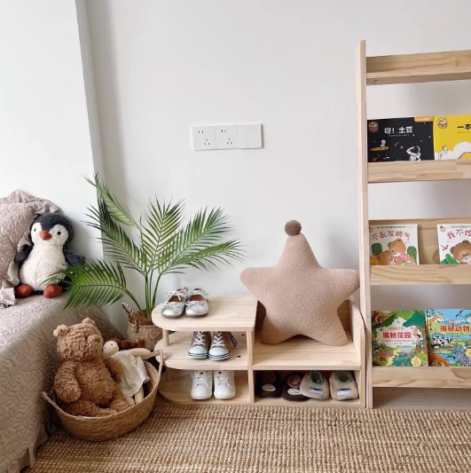 Japanisches Kinder Schuhregal aus Holz Zweilagig Full