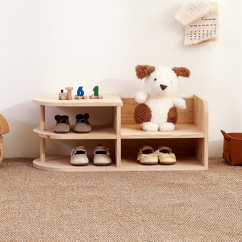 Japanisches Kinder Schuhregal aus Holz Zweilagig Hero