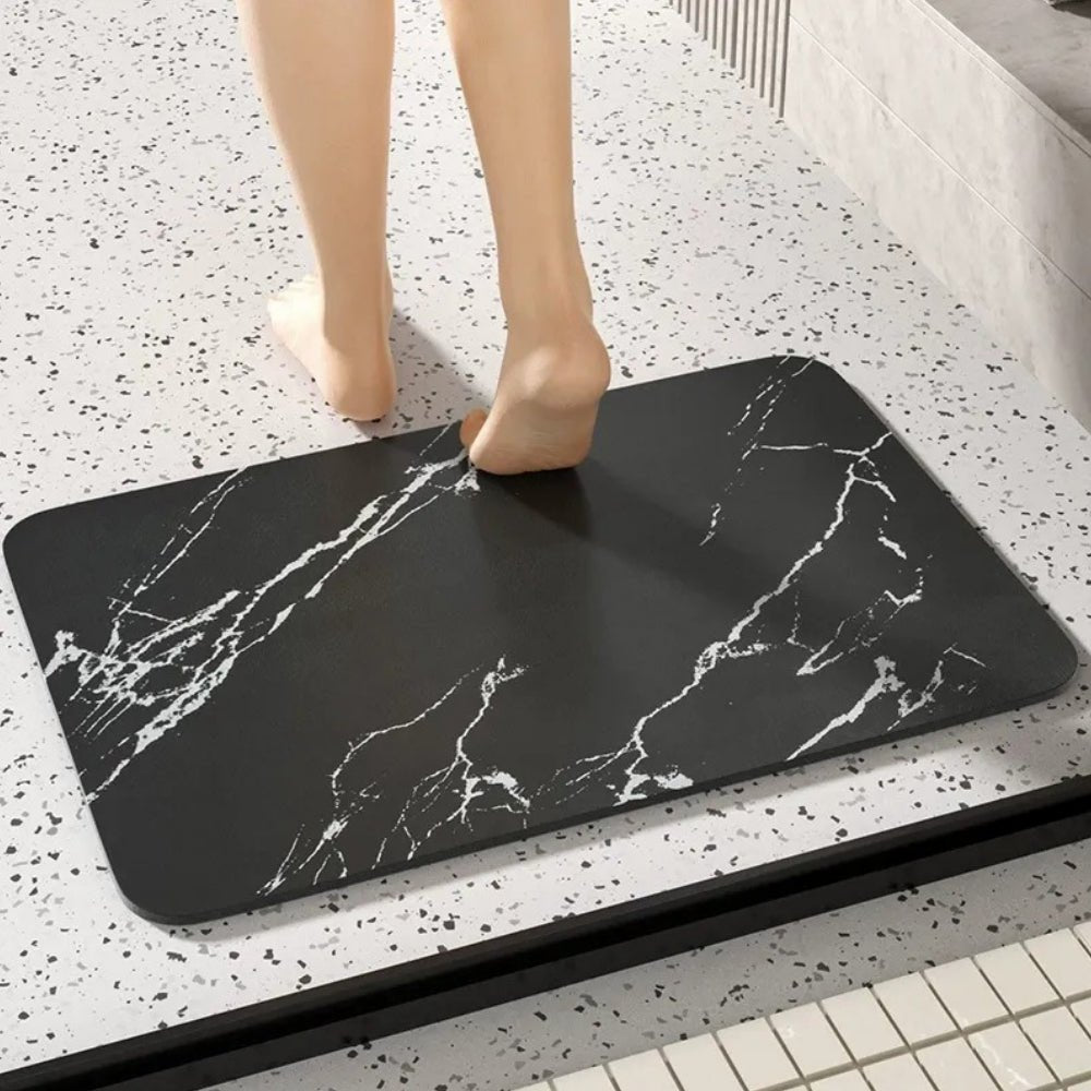 Kieselgur Badematte Schnelltrocknend Rutschfest im Marmor Design Hero