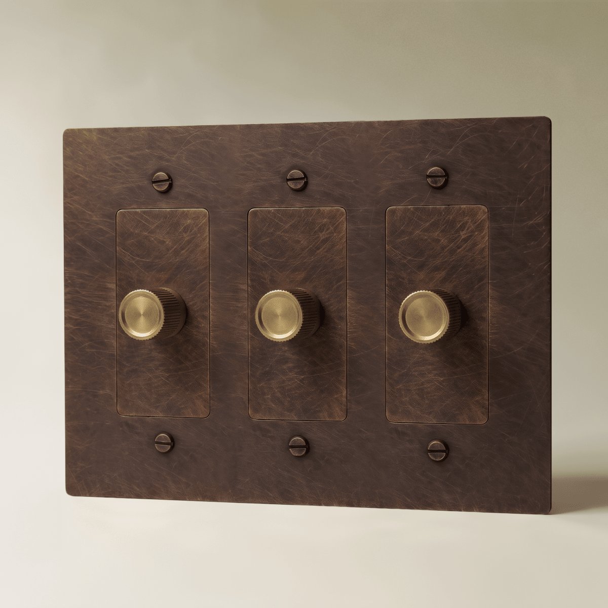 Massiver Messing 3-Wege-Drehdimmer 1-fach bis 5-fach Angle