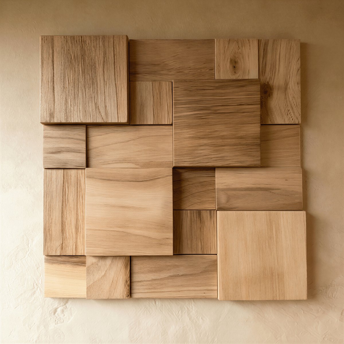 Massives Holz Wandpaneel mit Mosaikmuster Detail