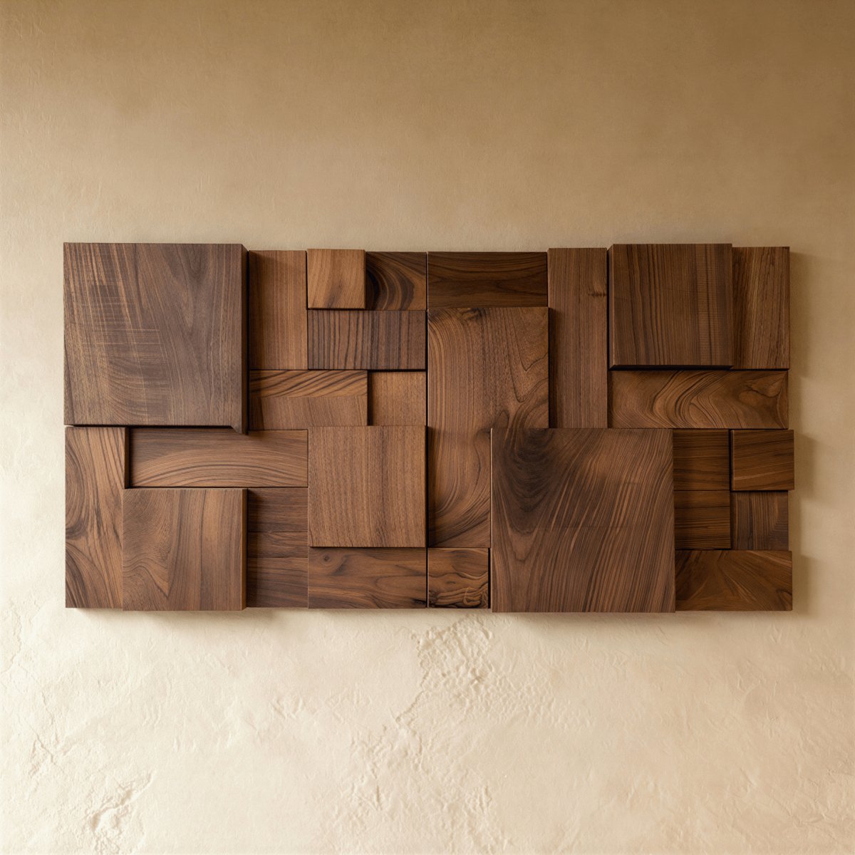 Massives Holz Wandpaneel mit Mosaikmuster Front