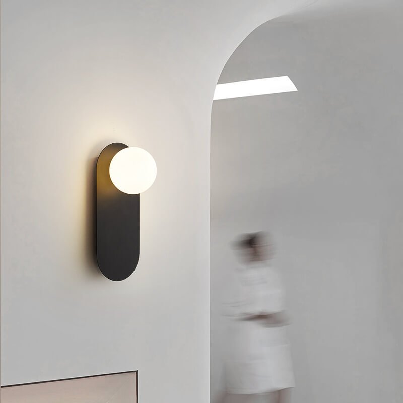 Minimalistische Glas Wandleuchte mit Ring Front