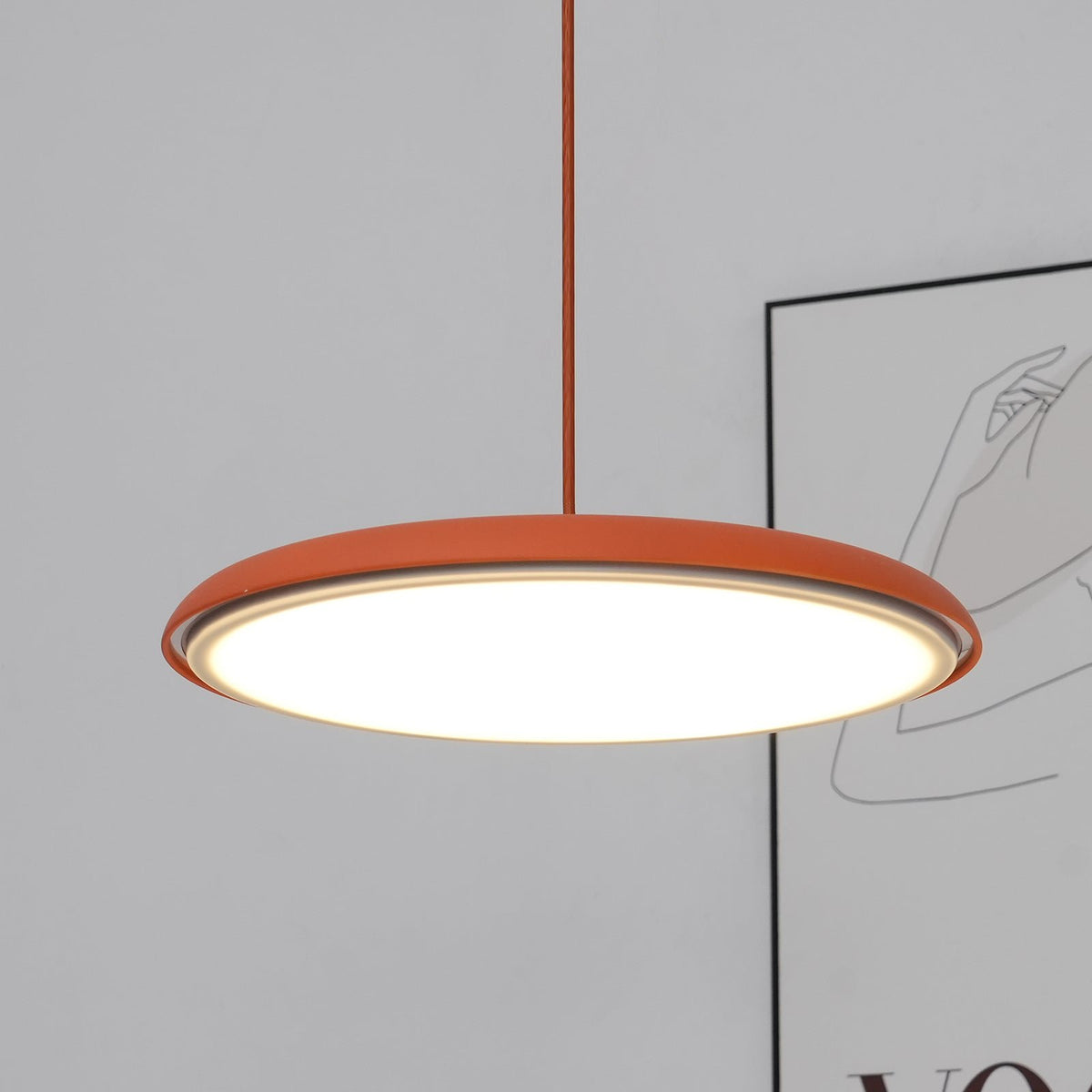Minimalistische Hängeleuchte im Macaron Stil Scheibenförmig Angle