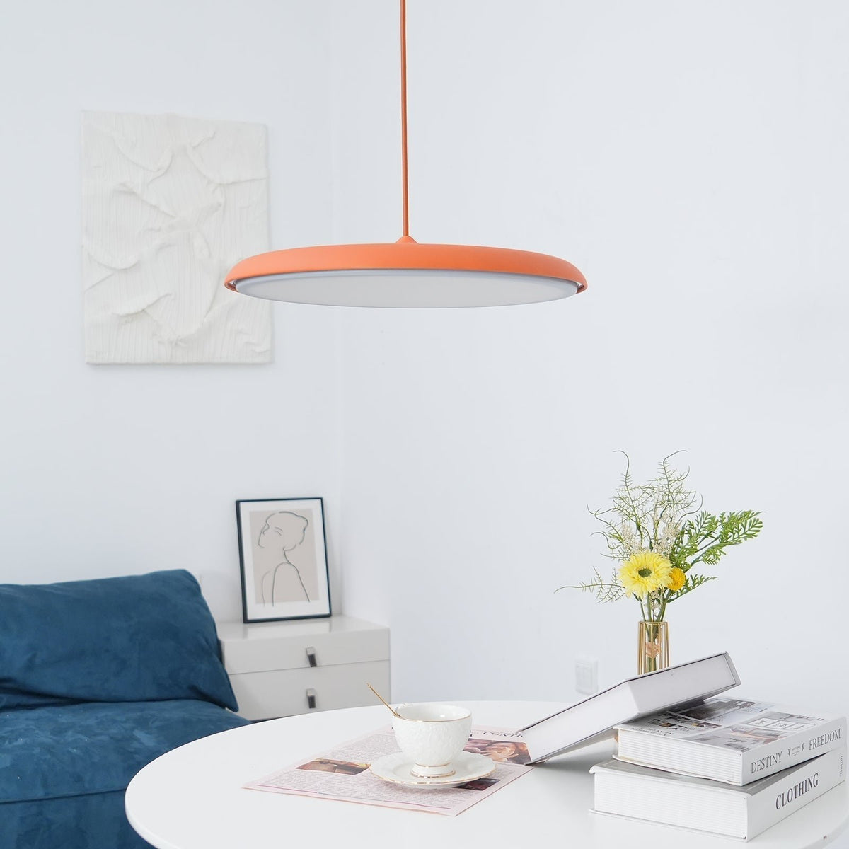 Minimalistische Hängeleuchte im Macaron Stil Scheibenförmig View 13