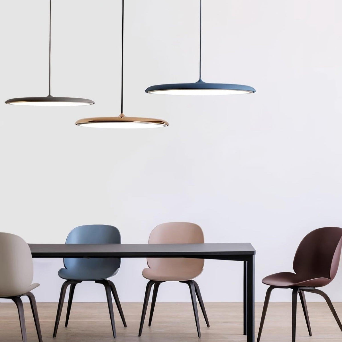 Minimalistische Hängeleuchte im Macaron Stil Scheibenförmig View 17