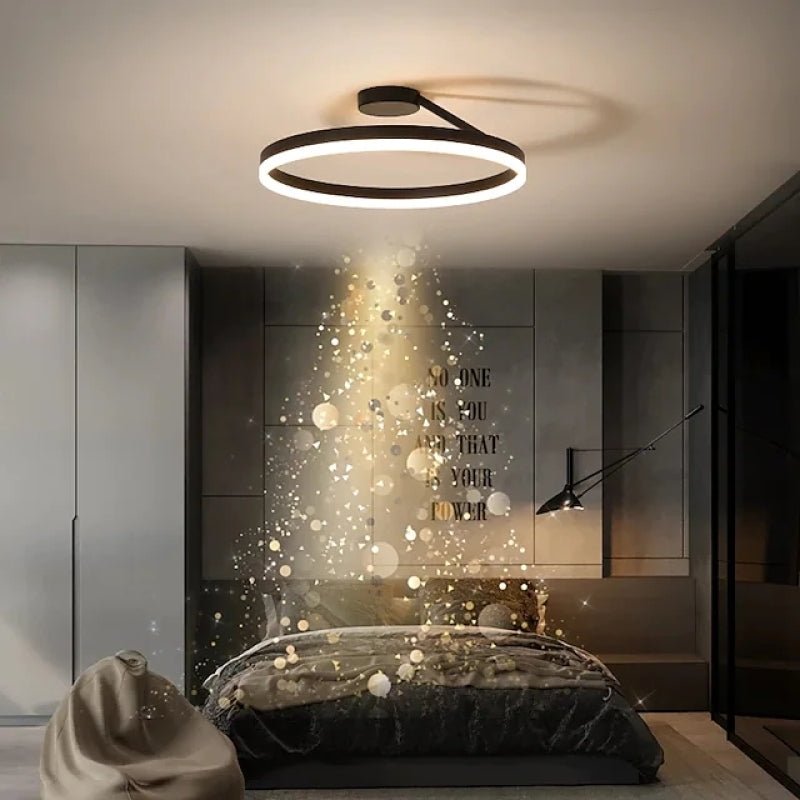 Minimalistische LED Deckenleuchte mit Einzelring Front