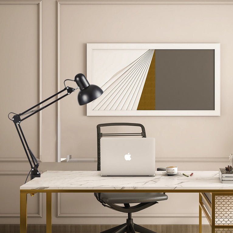 Minimalistische Tischleuchte mit verstellbarem Eisenarm Front