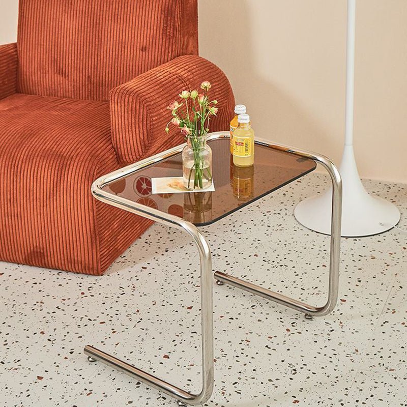 Minimalistischer Glas Beistelltisch aus Metall Rechteckig View 11
