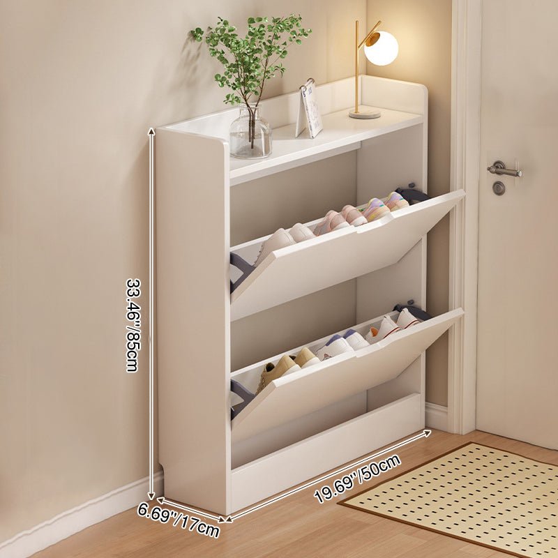 Minimalistischer Holz Schuhschrank Schmal mit Kipptür Back