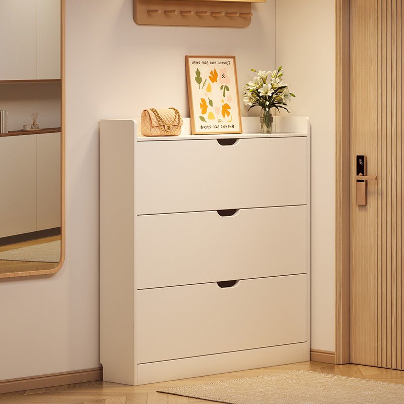 Minimalistischer Holz Schuhschrank Schmal mit Kipptür Hero
