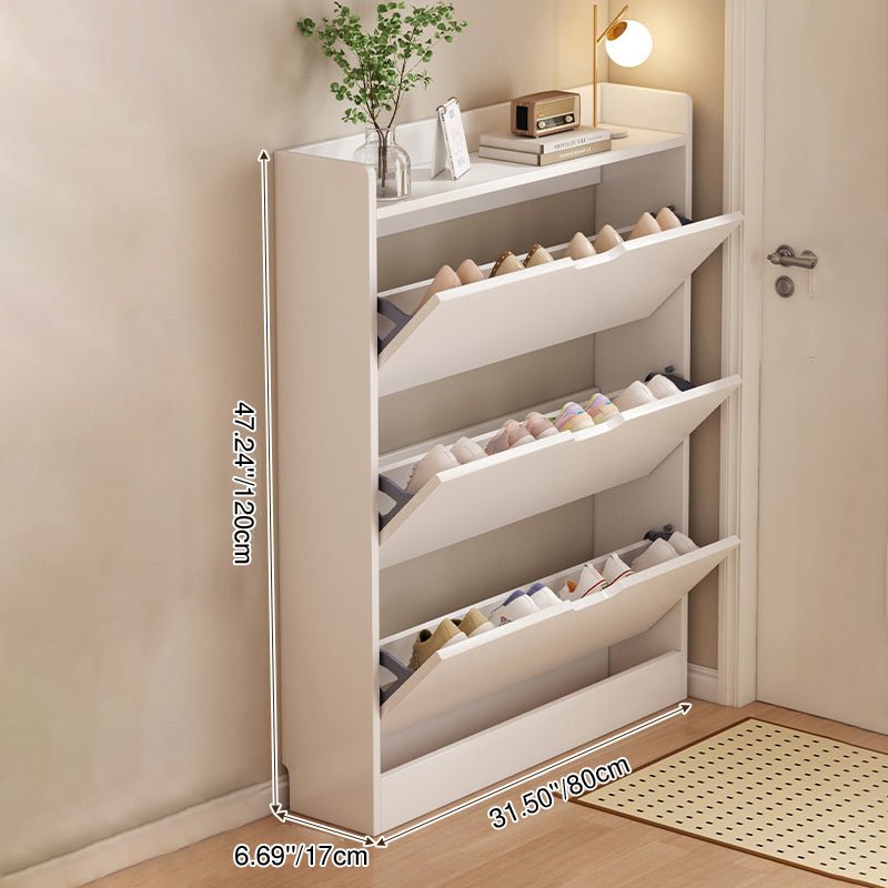 Minimalistischer Holz Schuhschrank Schmal mit Kipptür Lifestyle