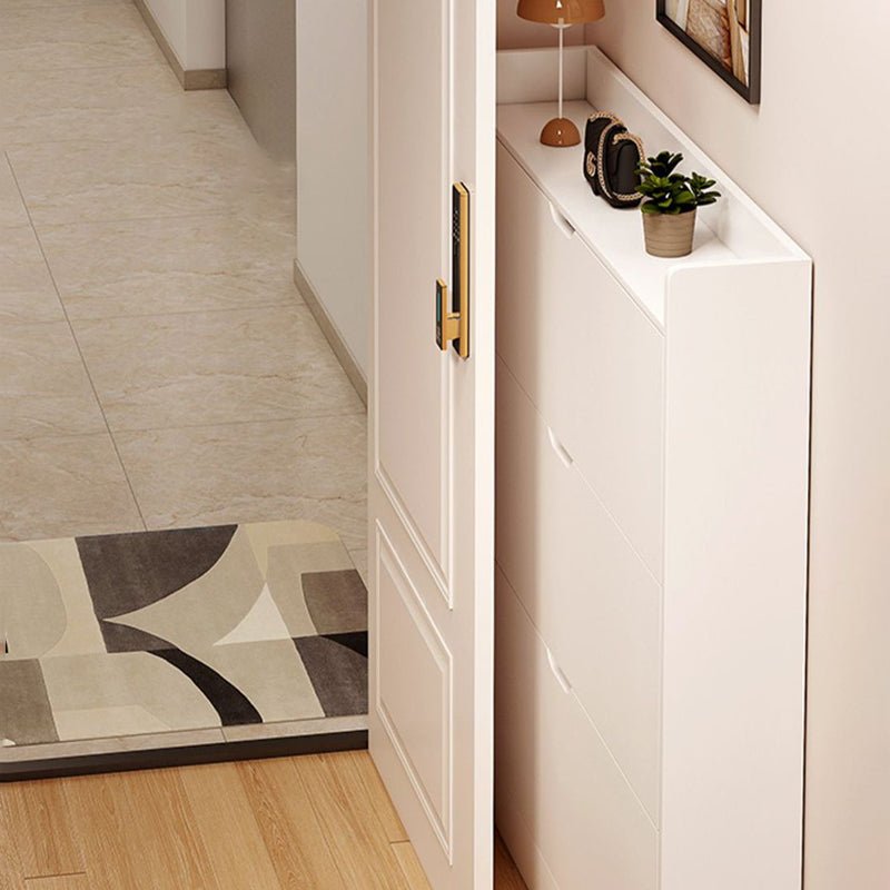 Minimalistischer Holz Schuhschrank Schmal mit Kipptür View 11