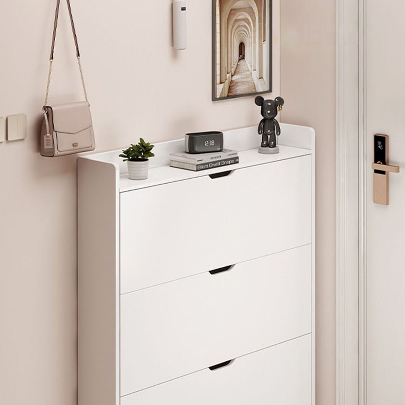 Minimalistischer Holz Schuhschrank Schmal mit Kipptür View 12