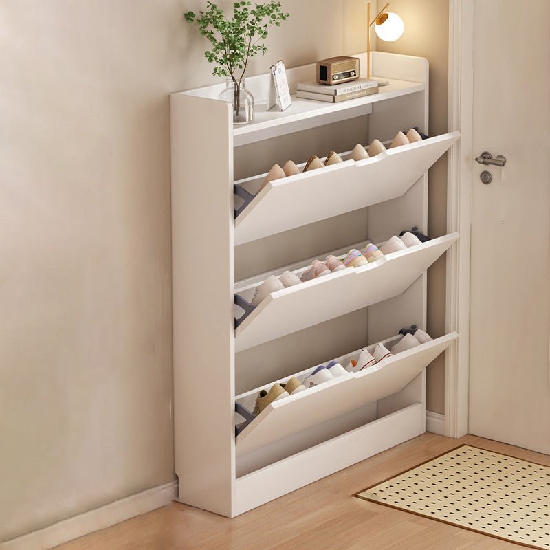 Minimalistischer Holz Schuhschrank Schmal mit Kipptür View 15