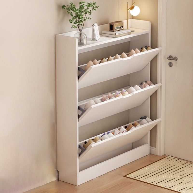Minimalistischer Holz Schuhschrank Schmal mit Kipptür View 16