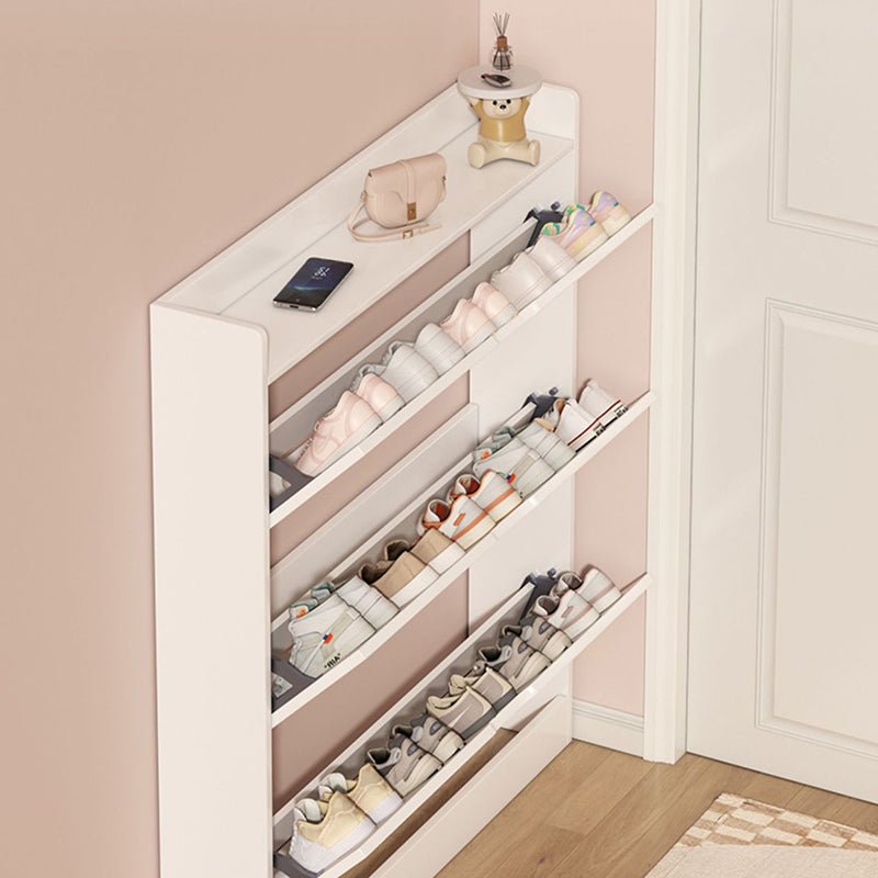 Minimalistischer Holz Schuhschrank Schmal mit Kipptür View 17