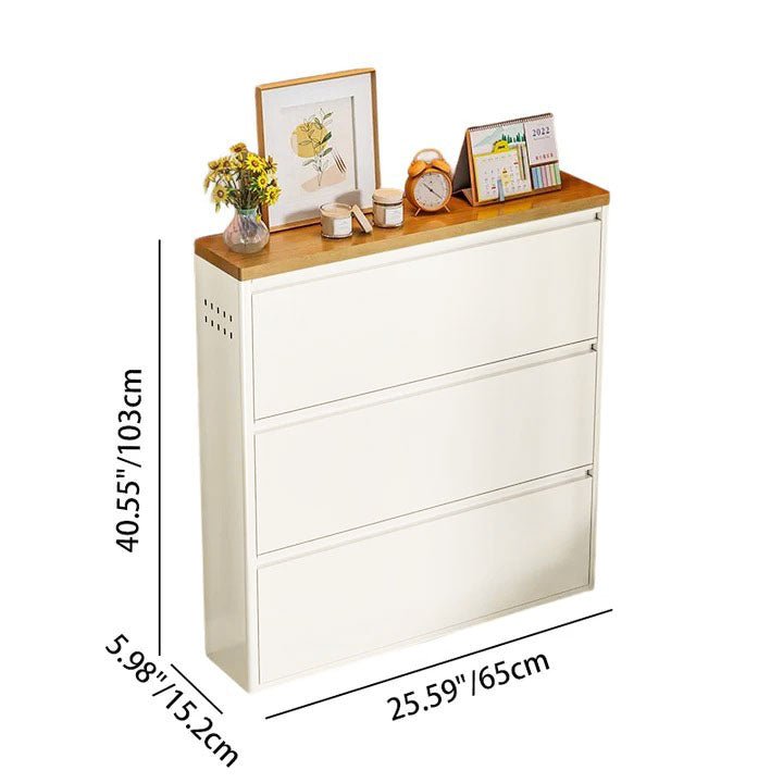 Minimalistischer Stahl Schuhschrank Schmaler Kippschrank Back