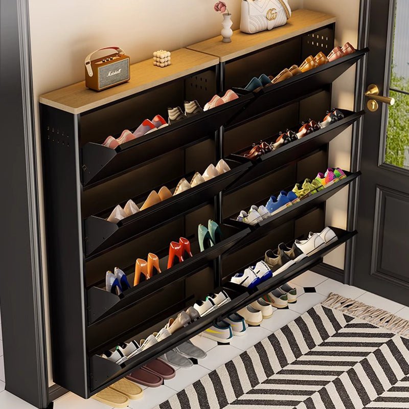 Minimalistischer Stahl Schuhschrank Schmaler Kippschrank Detail