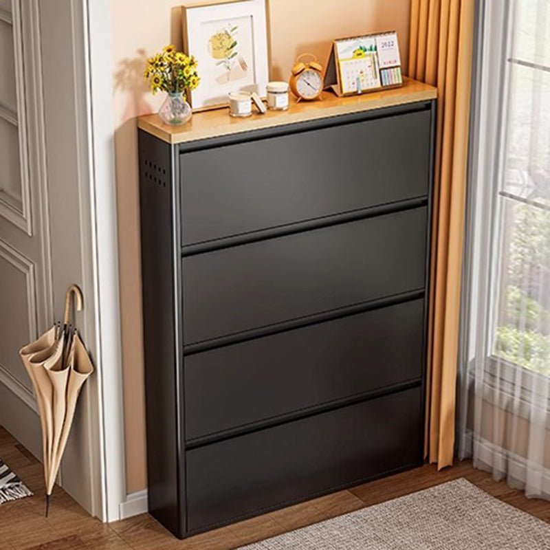 Minimalistischer Stahl Schuhschrank Schmaler Kippschrank Front