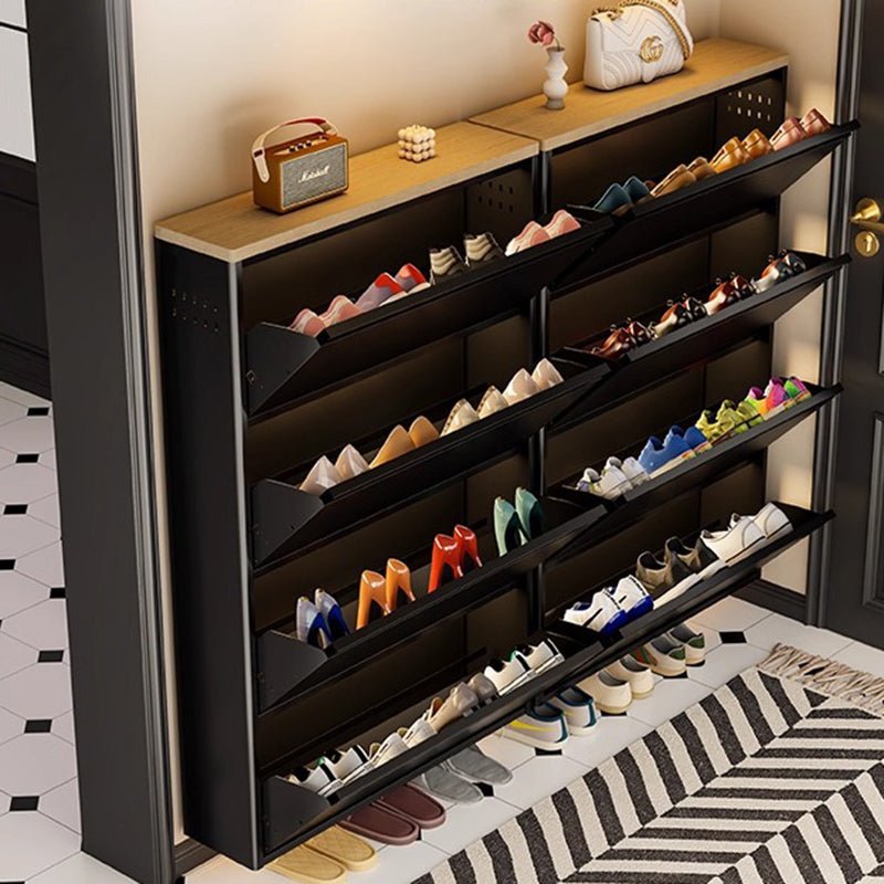 Minimalistischer Stahl Schuhschrank Schmaler Kippschrank View 11