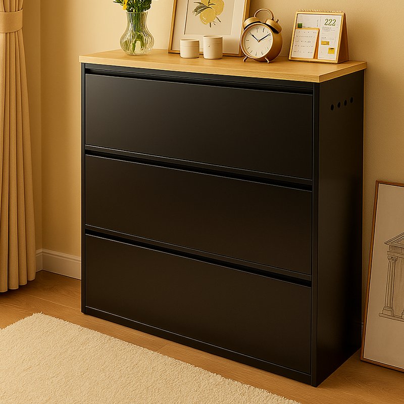 Minimalistischer Stahl Schuhschrank Schmaler Kippschrank View 18